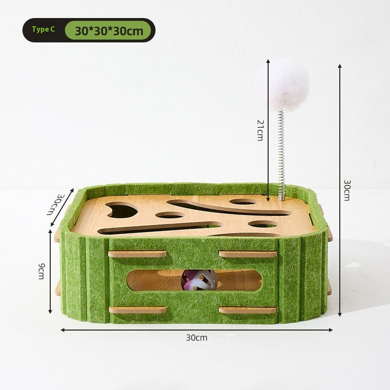 HKM-7095229 Interactive Cat Puzzle Toy - Turntable Design with Multiple Styles in Felt