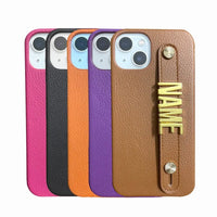 HKM-709587 Customizable Wristband Phone Case for iPhone – Personalized Letter Design, Faux Leather