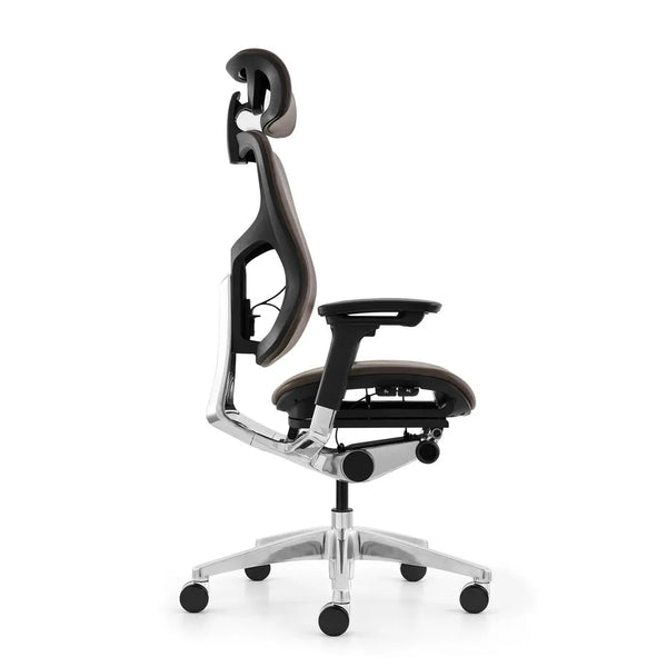 HKM-709587 Italian Genuine Leather Office Chair with 4D Armrests and Sliding Seat for Executive Use