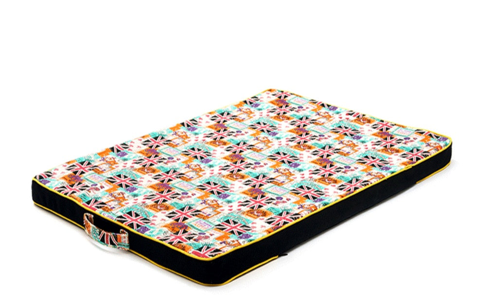 HKM-7096253 Thickened Dog Bed Mat with High Resilience Sponge and Printed Canvas Cover