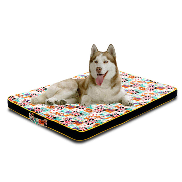HKM-7096253 Thickened Dog Bed Mat with High Resilience Sponge and Printed Canvas Cover