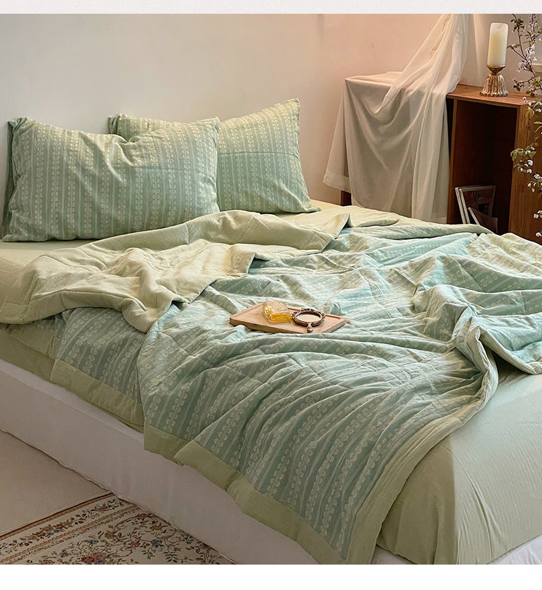 HKM-709651 Double-Sided Plaid Summer Quilt - Lightweight, Breathable Comforter for Bedrooms and Living Areas, Multiple Sizes Available
