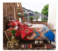 HKM-709651 Four-Piece Printed Polyester Bedding Set with Various Sizes and Pillowcase Options
