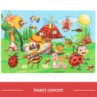 HKM-709779 30-Piece Wooden Jigsaw Puzzle for Toddlers - Educational Montessori Animal Game for Kids