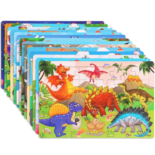 HKM-709779 30-Piece Wooden Jigsaw Puzzle for Toddlers - Educational Montessori Animal Game for Kids