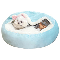 HKM-7098429 Cozy Orthopedic Dog Bed with Hooded Blanket - Waterproof and Dirt Resistant Cuddler for Cats and Puppies