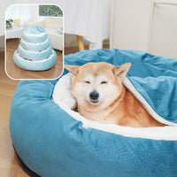 HKM-7098429 Cozy Orthopedic Dog Bed with Hooded Blanket - Waterproof and Dirt Resistant Cuddler for Cats and Puppies