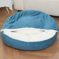 HKM-7098429 Cozy Orthopedic Dog Bed with Hooded Blanket - Waterproof and Dirt Resistant Cuddler for Cats and Puppies