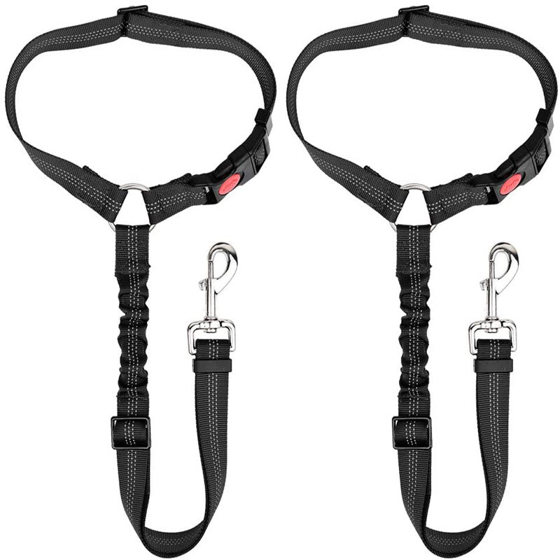 HKM-7099965 Elastic Reflective Dog Car Harness with Traction Rope and Strap