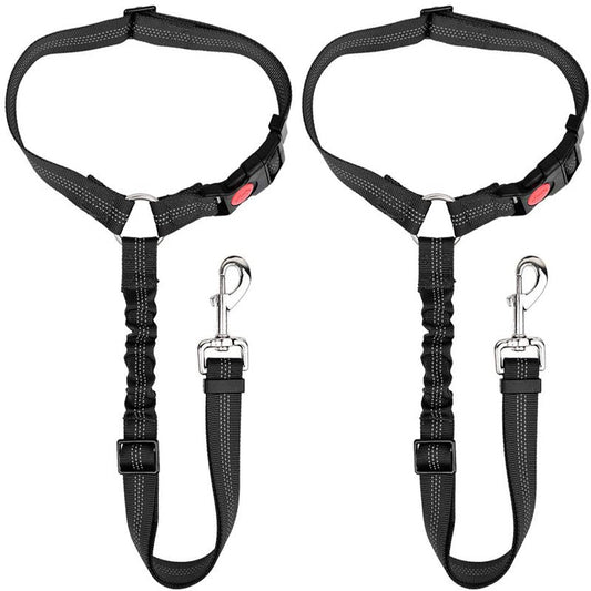HKM-7099965 Elastic Reflective Dog Car Harness with Traction Rope and Strap