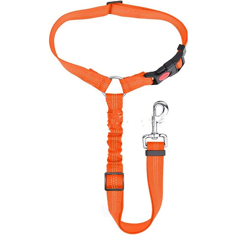 HKM-7099965 Elastic Reflective Dog Car Harness with Traction Rope and Strap