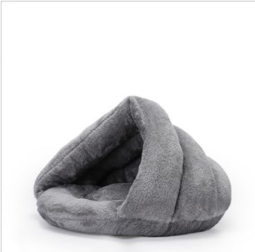 HKM-7100221 Cozy Semi-Closed Triangle Nest for Pets, Warm Polar Fleece Bed in Multiple Colors and Sizes