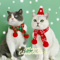 HKM-7100733 Warm Wool Scarf for Pets with Christmas Snowflake and Lattice Patterns, 55cm