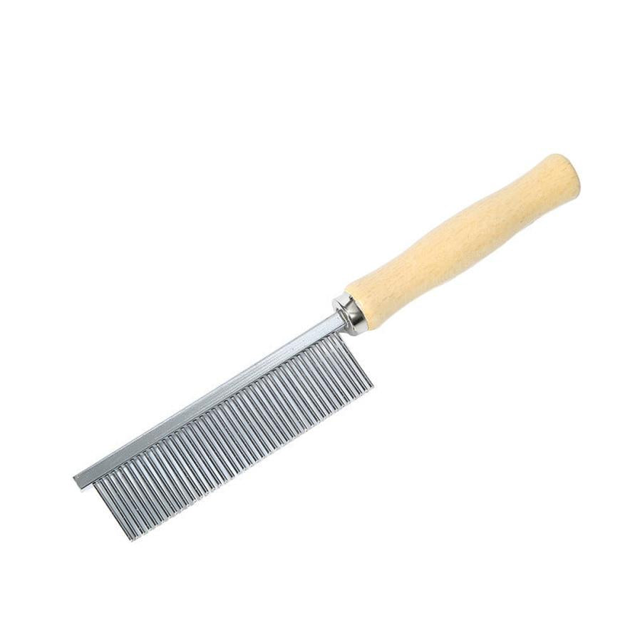 HKM-710227 Large Wooden Handle Comb for Cats and Dogs - 40 Teeth Open-Knot Grooming Tool