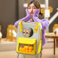 HKM-7102397 Large Capacity breathable Canvas Pet Backpack with Leather and Mesh Design