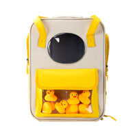 HKM-7102397 Large Capacity breathable Canvas Pet Backpack with Leather and Mesh Design