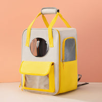 HKM-7102397 Large Capacity breathable Canvas Pet Backpack with Leather and Mesh Design