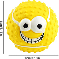 HKM-7103421 Smile Face Latex Dog Ball Toys - Durable, Squeaky Chewing Balls for Small to Medium Dogs and Cats