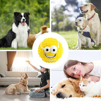 HKM-7103421 Smile Face Latex Dog Ball Toys - Durable, Squeaky Chewing Balls for Small to Medium Dogs and Cats