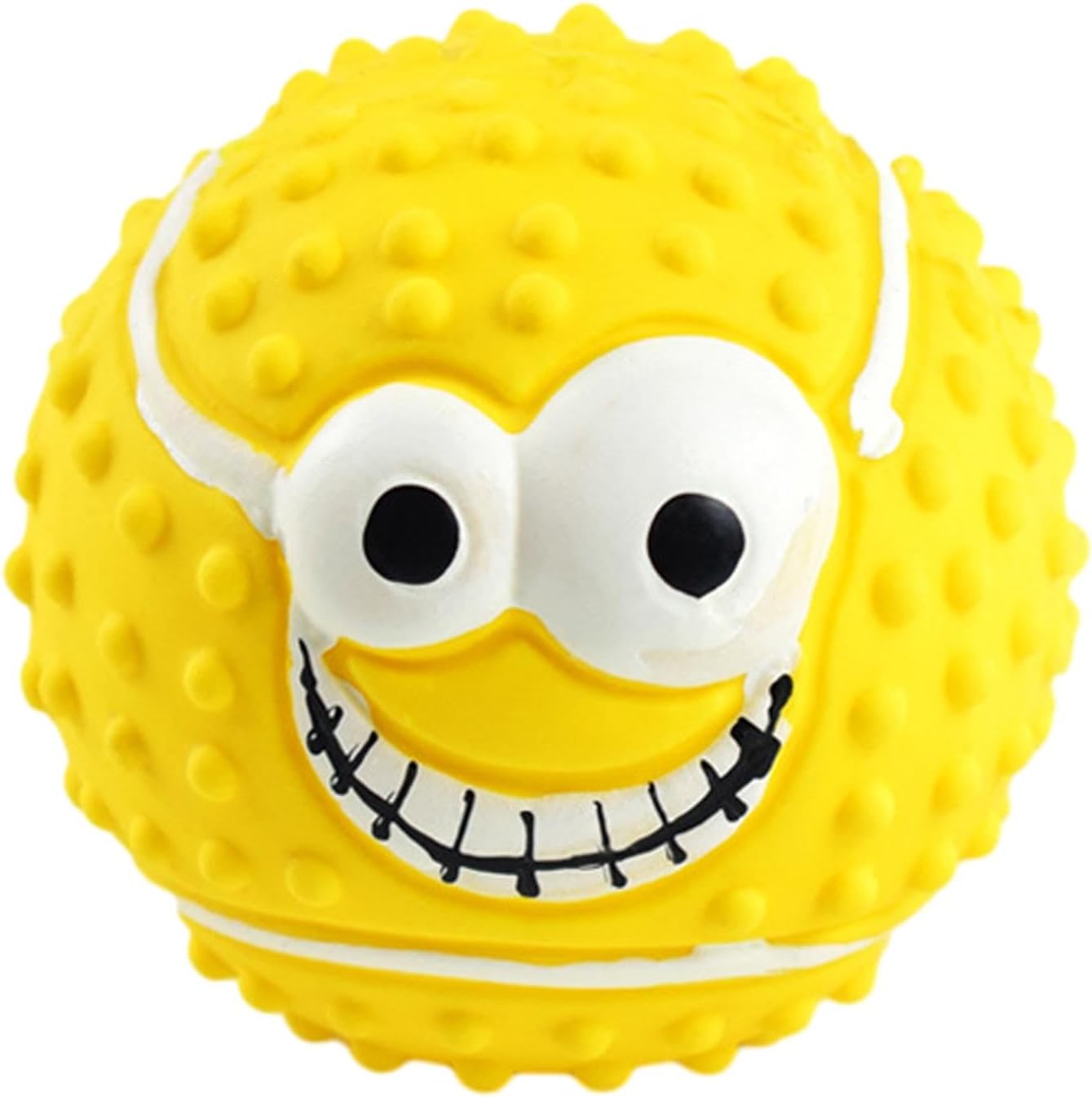 HKM-7103421 Smile Face Latex Dog Ball Toys - Durable, Squeaky Chewing Balls for Small to Medium Dogs and Cats