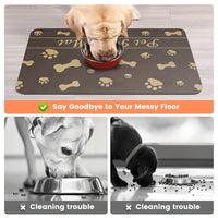 HKM-7103933 Diatom Oil Non-Slip Pet Placemat with Geometric Design - Abstract Pattern in Dog's Paw Colors