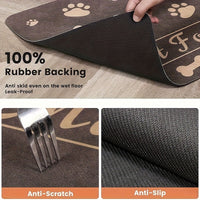 HKM-7103933 Diatom Oil Non-Slip Pet Placemat with Geometric Design - Abstract Pattern in Dog's Paw Colors