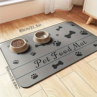 HKM-7103933 Diatom Oil Non-Slip Pet Placemat with Geometric Design - Abstract Pattern in Dog's Paw Colors