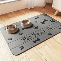 HKM-7103933 Diatom Oil Non-Slip Pet Placemat with Geometric Design - Abstract Pattern in Dog's Paw Colors