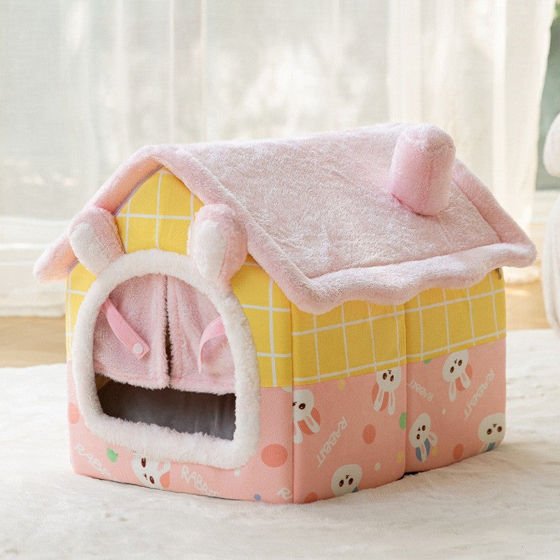 HKM-7104189 Removable and Washable Autumn Winter Tent Dog Bed with Linen-Like Material