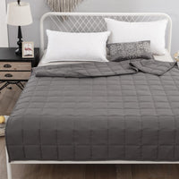HKM-710483 Gray Large Plaid Gravity Blanket - Solid Polyester, Multiple Weights and Sizes Available