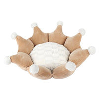 HKM-710483 Removable and Washable Crown Sleeping Nest with Soft Short Fluff Cushion for Pets in Pink, Gray, and Khaki