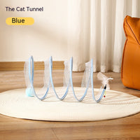 HKM-7105213 Interactive Collapsible Cat Tunnel with Mice & Feathers - Elastic Outdoor Cat Toy for Kittens