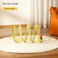 HKM-7105213 Interactive Collapsible Cat Tunnel with Mice & Feathers - Elastic Outdoor Cat Toy for Kittens