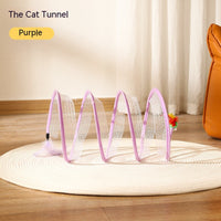 HKM-7105213 Interactive Collapsible Cat Tunnel with Mice & Feathers - Elastic Outdoor Cat Toy for Kittens