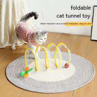 HKM-7105213 Interactive Collapsible Cat Tunnel with Mice & Feathers - Elastic Outdoor Cat Toy for Kittens