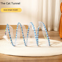 HKM-7105213 Interactive Collapsible Cat Tunnel with Mice & Feathers - Elastic Outdoor Cat Toy for Kittens