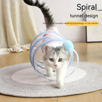 HKM-7105213 Interactive Collapsible Cat Tunnel with Mice & Feathers - Elastic Outdoor Cat Toy for Kittens