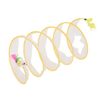 HKM-7105213 Interactive Collapsible Cat Tunnel with Mice & Feathers - Elastic Outdoor Cat Toy for Kittens