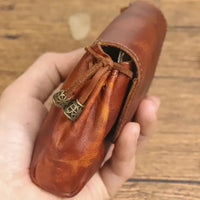 HKM-710547 Retro Leather Zero Wallet for Women - Genuine Cowhide Key Case and Earphone Storage Bag