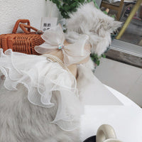 HKM-7105725 Gentle Cream Cat Dog Vest with Classic Houndstooth Skirt and Leash