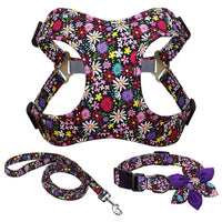 HKM-7106493 Adjustable Dog Traction Harness with Decorative Flowers ¨C S/M/L Size Options