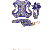HKM-7106493 Adjustable Dog Traction Harness with Decorative Flowers ¨C S/M/L Size Options
