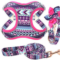 HKM-7106493 Adjustable Dog Traction Harness with Decorative Flowers ¨C S/M/L Size Options