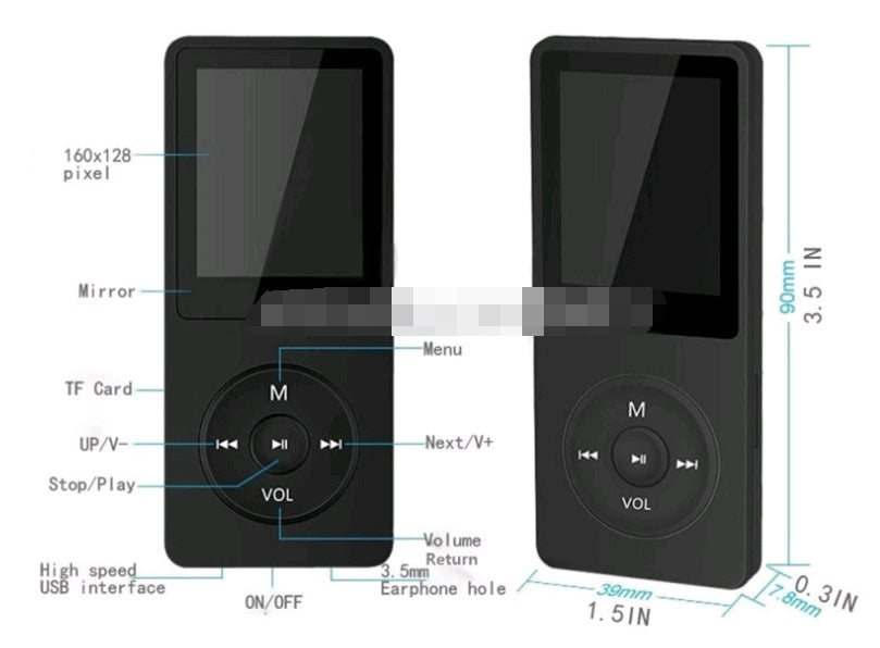 HKM-710675 1.8 Inch MP3 MP4 Lossless Player with TF Card Support and FM Radio Function