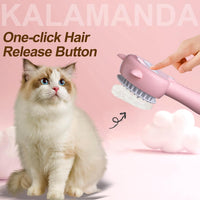 HKM-7107389 4-in-1 Pet Steam Brush with Rubber Bristles, One-Click Hair Release, Ideal for Cats and Dogs