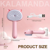 HKM-7107389 4-in-1 Pet Steam Brush with Rubber Bristles, One-Click Hair Release, Ideal for Cats and Dogs