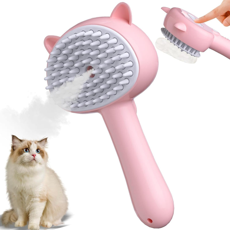 HKM-7107389 4-in-1 Pet Steam Brush with Rubber Bristles, One-Click Hair Release, Ideal for Cats and Dogs