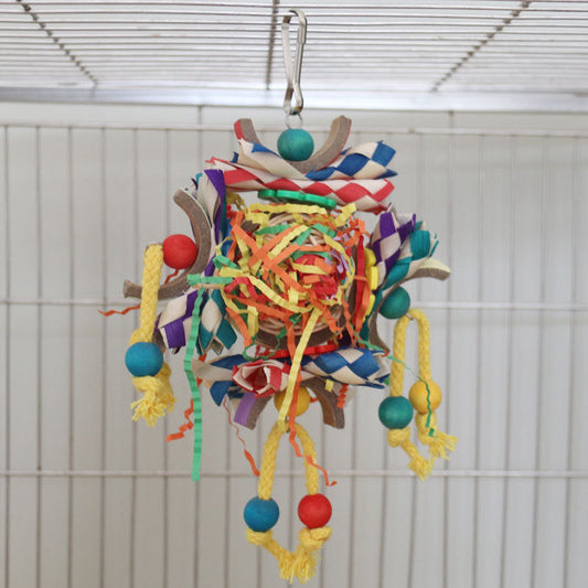 HKM-710739 Colorful Paper Tube Decorative Pendant for Parrots and Birds - 13x22CM