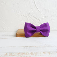 HKM-7107901 Purple Velvet Dog Bow Tie Collar Accessory - Adjustable Sizes XS to XL