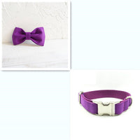 HKM-7107901 Purple Velvet Dog Bow Tie Collar Accessory - Adjustable Sizes XS to XL